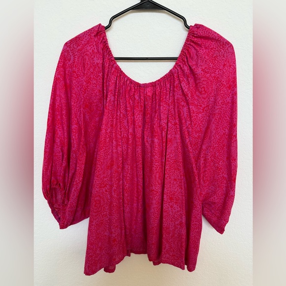 Natalie Martin Tops - Natalie Martin Ella Blouse in Shangri La Raspberry, Medium Pink and Red